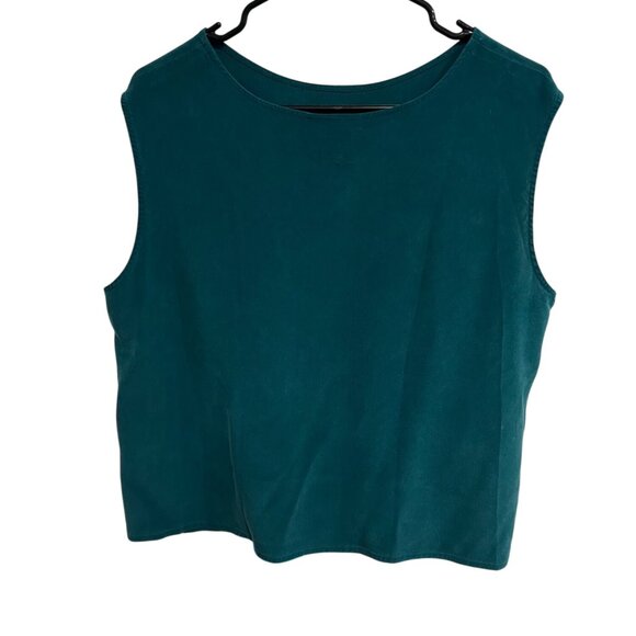 WinterSilks Womens Teal 100% Silk Sleeveless Tank Top Size IX Soft Lightweight - Picture 2 of 9
